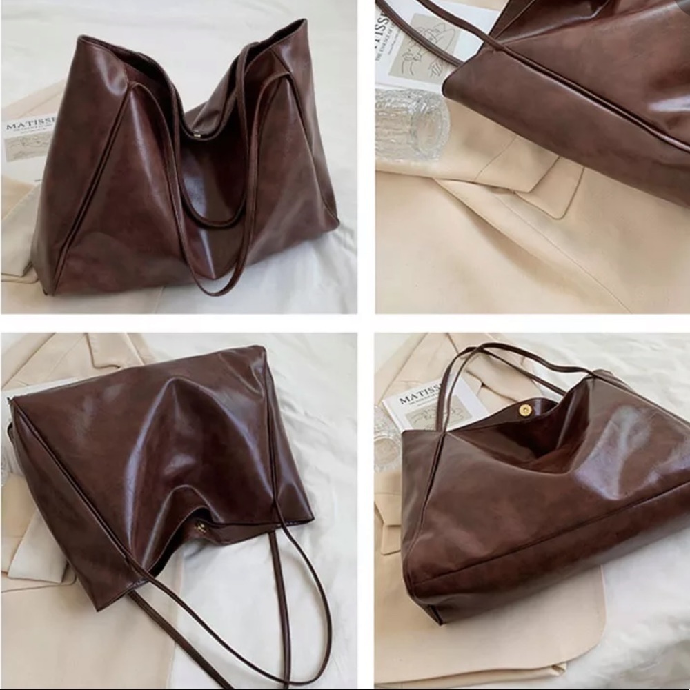 #77 Vegan Leather Brown casual Shoulder Computer work everyday handbag - Picture 3 of 6